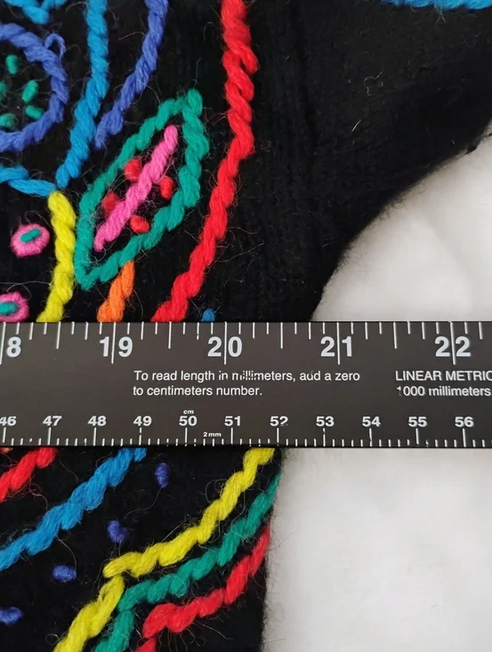 Vtg Kitty Hawk Vivian Wang Small Multicolor Cardigan Sweater Art Bold Angora L - Picture 3 of 7